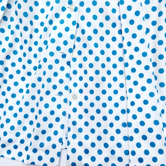 Vintage USA Union-Made Blue Polka Dot Long Sleeve Coquette Bow Blouse ♥️ - Picture 6 of 6